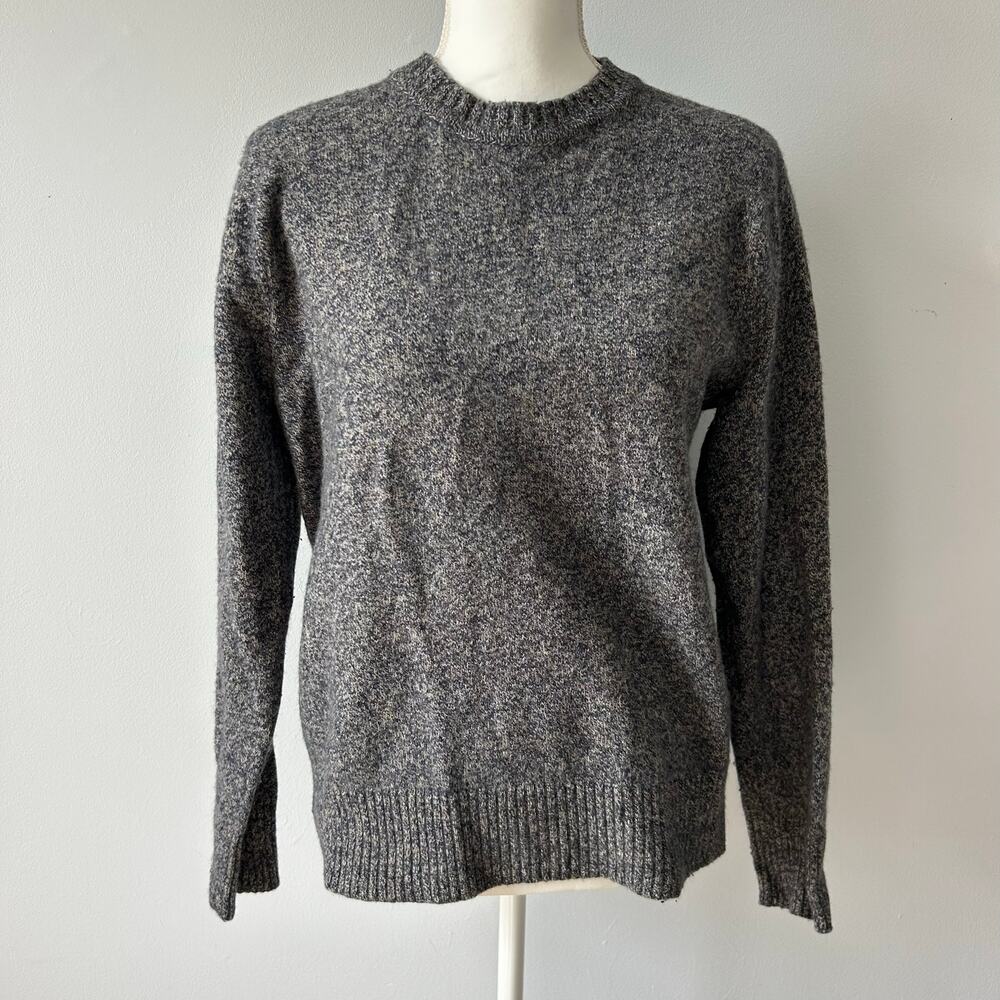 J Crew Rugged Merino Knit Wool Sweater Slouchy Quiet Luxury Gray Pullover Size M - Picture 2 of 5